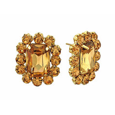 Серьги пусеты Эстет, кристалл, золотой