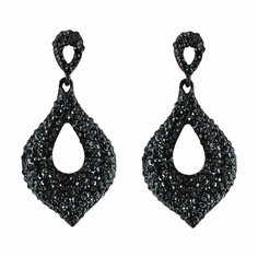 Серьги с подвесками Эстет, стекло, черный