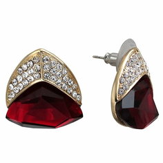 Серьги пусеты Эстет, стекло, золотой, красный