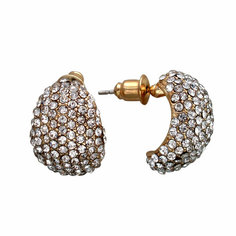 Серьги пусеты Эстет, стекло, золотой