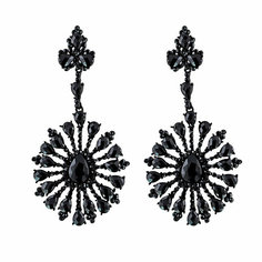 Серьги с подвесками Эстет, стекло, черный