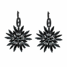 Серьги с подвесками Эстет, стекло, черный