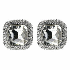 Серьги пусеты Эстет, стекло, серебряный