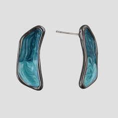 Серьги пусеты Эстет, серый/синий