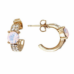 Серьги пусеты Эстет, сталь, циркон, , золотистый