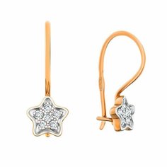 Серьги UVILERS, красное золото, 585 проба, бриллиант, , золотой