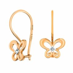 Серьги UVILERS, красное золото, 585 проба, бриллиант, , золотой