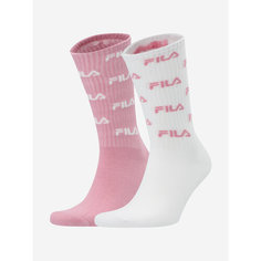 Носки Fila, комплект, 2 пары, размер 35-38, белый/розовый
