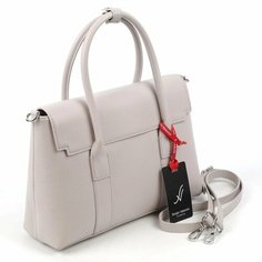 Сумка тоут Sergio Valentini, фактура гладкая, светло-серый