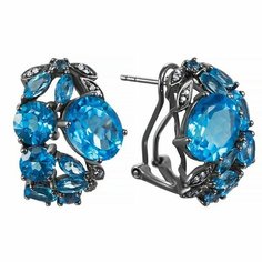 Серьги JV, золото, 585 проба, топаз, бриллиант, , золотистый