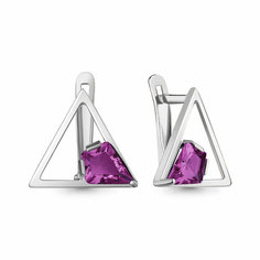 Серьги Яхонт, серебро, 925 проба, аметист синтетический, длина 1.2 см, , сиреневый