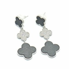Серьги Silver WINGS, фианит, эмаль, черный