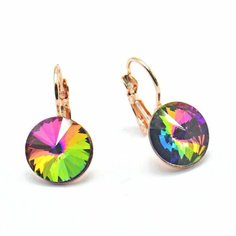 Серьги с подвесками Silver WINGS, кристаллы Swarovski, мультиколор