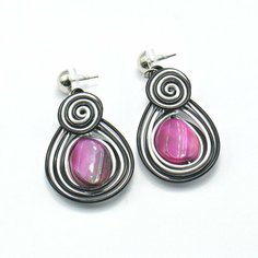 Серьги с подвесками Silver WINGS, агат, серебряный, розовый