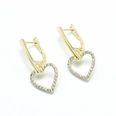 Серьги с подвесками Silver WINGS, фианит, золотой