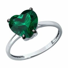 Кольцо Яхонт, серебро, 925 проба, фианит, размер 16, зеленый