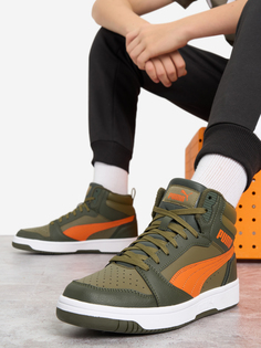 Кеды утепленные для мальчиков PUMA Rebound V6 Mid WTR Jr, Зеленый