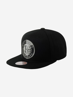 Бейсболка с прямым козырьком MITCHELL NESS HHSS6047-BNEYYPPPBLCK Brooklyn Nets NBA (черный), Черный Mitchell&Ness