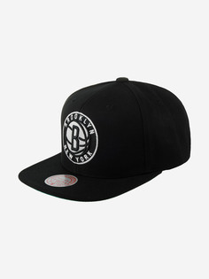 Бейсболка с прямым козырьком MITCHELL NESS HHSS5341-BNEYYPPPBLCK Brooklyn Nets NBA (черный), Черный Mitchell&Ness