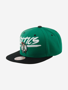 Бейсболка с прямым козырьком MITCHELL NESS HHSS5732-BCEYYPPPGNBK Boston Celtics NBA (зеленый), Зеленый Mitchell&Ness