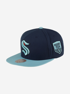 Бейсболка с прямым козырьком MITCHELL NESS 6HSSLR22462-SKRNAVY Seattle Kraken NHL (синий), Синий Mitchell&Ness