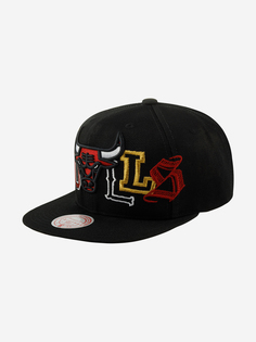 Бейсболка с прямым козырьком MITCHELL NESS HHSS3180-CBUYYPPPBLCK Chicago Bulls NBA (черный), Черный Mitchell&Ness