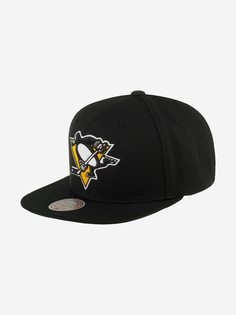 Бейсболка с прямым козырьком MITCHELL NESS HHSS6743-PPEYYPPPBLCK Pittsburgh Penguins NHL (черный), Черный Mitchell&Ness