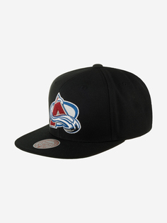 Бейсболка с прямым козырьком MITCHELL NESS HHSS6743-CAVYYPPPBLCK Colorado Avalanche NHL (черный), Черный Mitchell&Ness