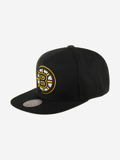 Бейсболка с прямым козырьком MITCHELL NESS HHSS6743-BBNYYPPPBLCK Boston Bruins NHL (черный), Черный Mitchell&Ness