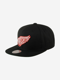 Бейсболка с прямым козырьком MITCHELL NESS HHSS6743-DRWYYPPPBLCK Detroit Red Wings NHL (черный), Черный Mitchell&Ness