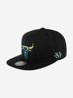 Бейсболка с прямым козырьком MITCHELL NESS HHSS6751-CBUYYPPPBLCK Chicago Bulls NBA (черный), Черный Mitchell&Ness