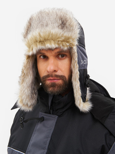 Шапка ушанка зимняя Huntsman Полюс мужская меховая для туризма, рыбалки, охоты, Серый