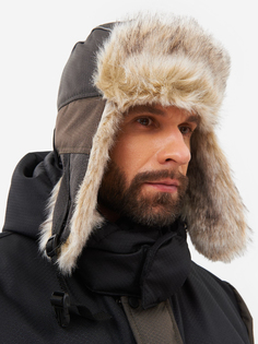 Шапка ушанка зимняя Huntsman Полюс мужская меховая для туризма, рыбалки, охоты, Зеленый