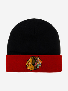 Шапка с отворотом MITCHELL NESS MN-NHL-EU174-CHIBLA-BLK Chicago Blackhawks NHL (черный), Черный Mitchell&Ness