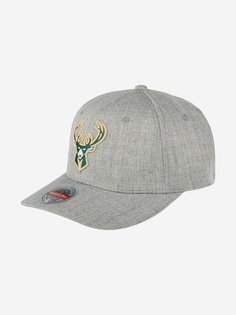 Бейсболка MITCHELL NESS HHSS3273-MBUYYPPPGYHT Milwaukee Bucks NBA (серый), Серый Mitchell&Ness