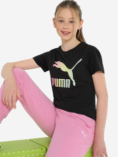 Футболка для девочек PUMA Classic Shiny Color Logo, Черный