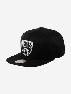 Бейсболка с прямым козырьком MITCHELL NESS HHSS6044-BNEYYPPPBLCK Brooklyn Nets NBA (черный), Черный Mitchell&Ness