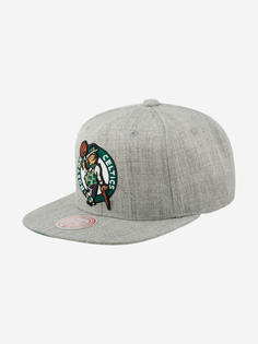 Бейсболка с прямым козырьком MITCHELL NESS HHSS3272-BCEYYPPPGYHT Boston Celtics NBA (серый), Серый Mitchell&Ness