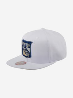 Бейсболка с прямым козырьком MITCHELL NESS HHSS5744-NYAYYPPPWHIT New York Rangers NHL (белый), Белый Mitchell&Ness