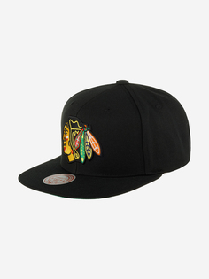Бейсболка с прямым козырьком MITCHELL NESS HHSS6743-CBHYYPPPBLCK Chicago Blackhawks NHL (черный), Черный Mitchell&Ness