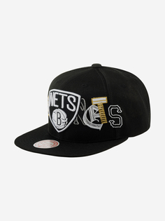 Бейсболка с прямым козырьком MITCHELL NESS HHSS3180-BNEYYPPPBLCK Brooklyn Nets NBA (черный), Черный Mitchell&Ness