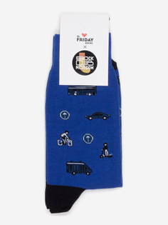Носки с рисунками St.Friday Socks x Sock Club Moscow - Московский транспорт, Синий