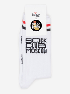 Носки спортивные с надписями St.Friday Socks x Sock Club Moscow - Логотип, Белый