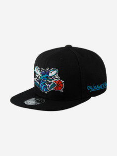 Бейсболка с прямым козырьком MITCHELL NESS HHSF4790-CHOYYPPPBLCK Charlotte Hornets NBA (черный), Черный Mitchell&Ness