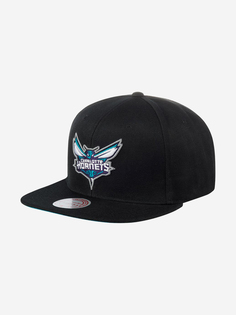Бейсболка с прямым козырьком MITCHELL NESS 6HSSSH21270-CHOBLCK Charlotte Hornets NBA (черный), Черный Mitchell&Ness
