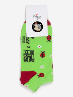 Носки короткие с рисунками St.Friday Socks x Sock Club Moscow - Божьи коровки, Зеленый