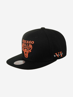 Бейсболка с прямым козырьком MITCHELL NESS HHSS6749-CBUYYPPPBLCK Chicago Bulls NBA (черный), Черный Mitchell&Ness