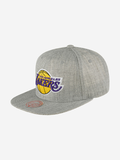 Бейсболка с прямым козырьком MITCHELL NESS HHSS3272-LALYYPPPGYHT Los Angeles Lakers NBA (серый), Серый Mitchell&Ness