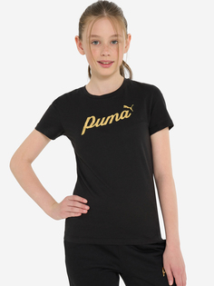 Футболка для девочек PUMA ESS+ Script Metallic, Черный