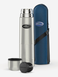 Термос для напитков Биосталь 1200 мл с чехлом, Серебряный Biostal